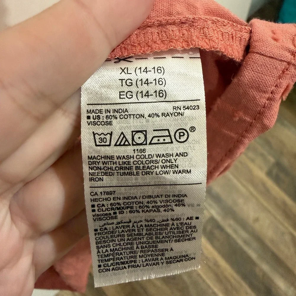Old Navy Girls XL 14-16 Dusty Rose Smocked Tiered Dobby Cami Sundress Terracotta
